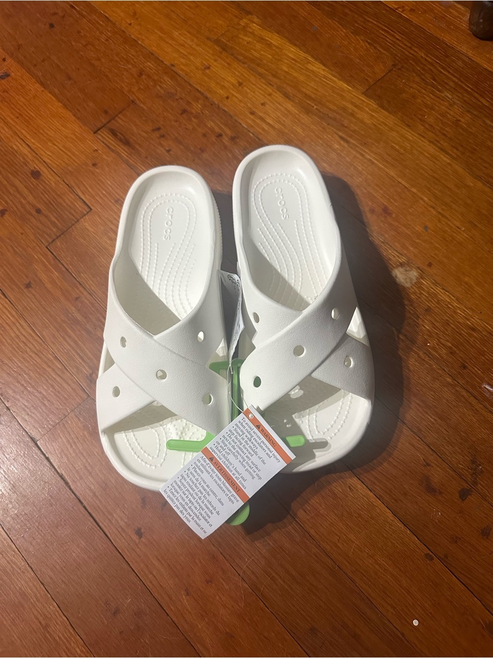 CROCS White Crisscross Slide Sandals